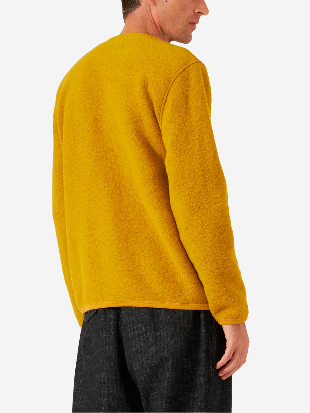 UNIVERSAL WORKS Cardigan giallo in fleece di lana con tasche applicate Giallo Urbanstaroma