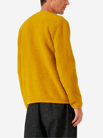 UNIVERSAL WORKS Cardigan giallo in fleece di lana con tasche applicate Giallo