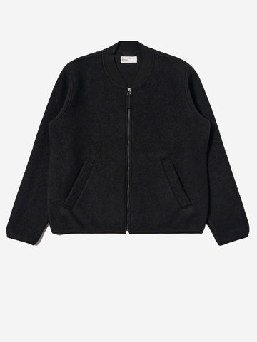UNIVERSAL WORKS Bomber nero in lana con zip Nero