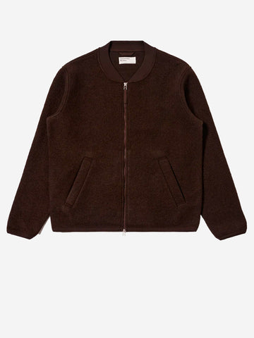 UNIVERSAL WORKS Bomber marrone in lana con zip Marrone