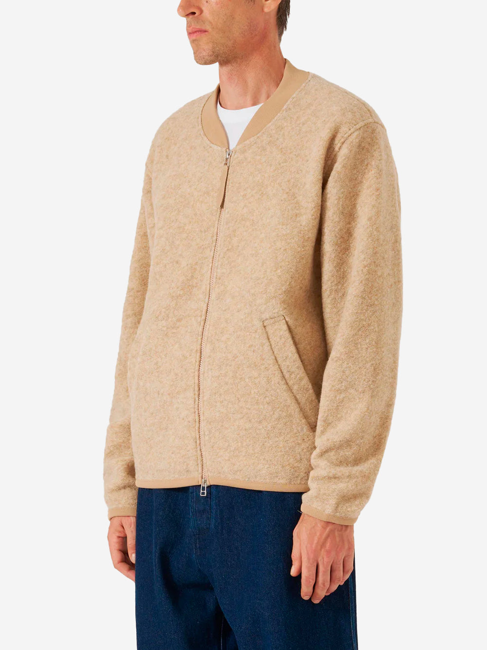 UNIVERSAL WORKS Bomber beige in lana con zip Beige Urbanstaroma