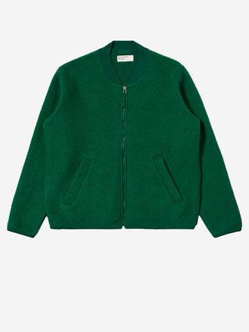UNIVERSAL WORKS Bomber verde in lana con zip Verde