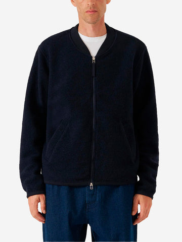 UNIVERSAL WORKS Bomber blu navy in lana con zip Blu scuro