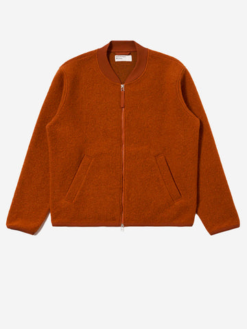 UNIVERSAL WORKS Bomber marrone ruggine in lana con zip Ruggine
