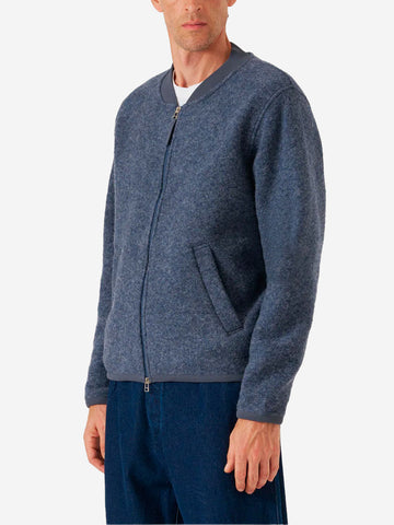 UNIVERSAL WORKS Bomber blu ardesia in lana con zip Blu