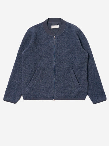 UNIVERSAL WORKS Bomber blu ardesia in lana con zip Blu