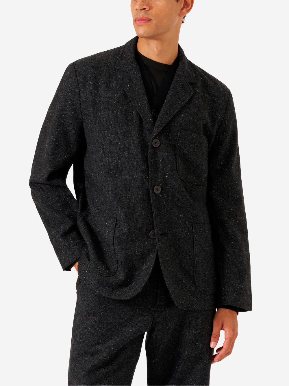 UNIVERSAL WORKS Giacca 3 Button in tweed black salt Nero Urbanstaroma