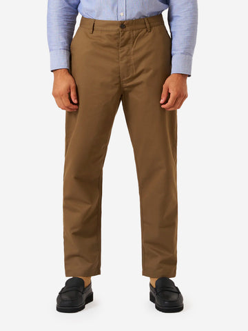UNIVERSAL WORKS Chino Military khaki in misto cotone spazzolato Polytech Fango
