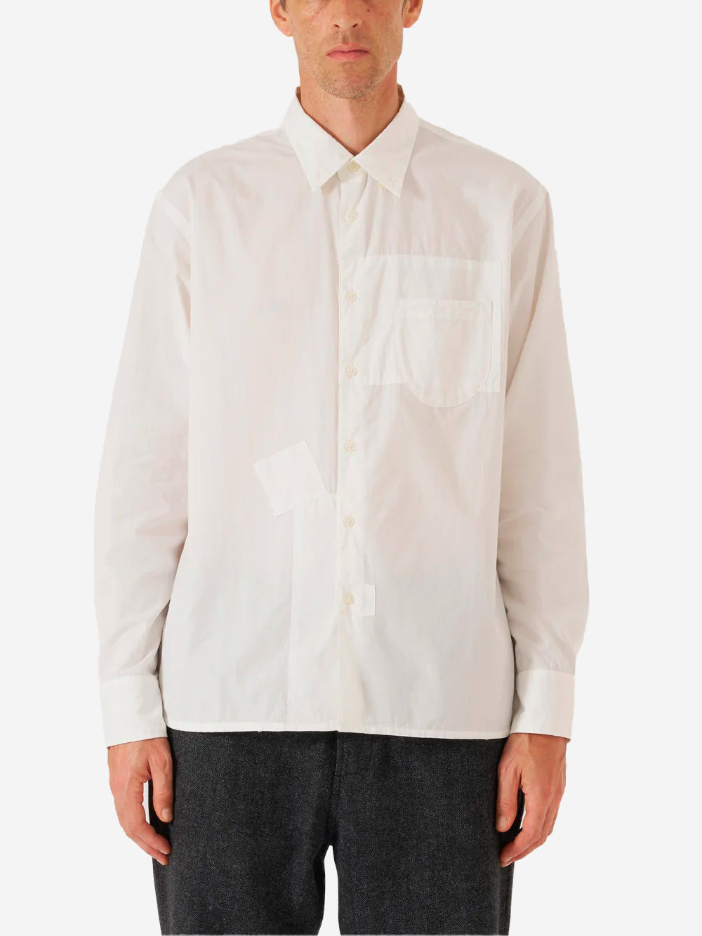 UNIVERSAL WORKS Camicia bianca patched in popeline di cotone Bianco Urbanstaroma