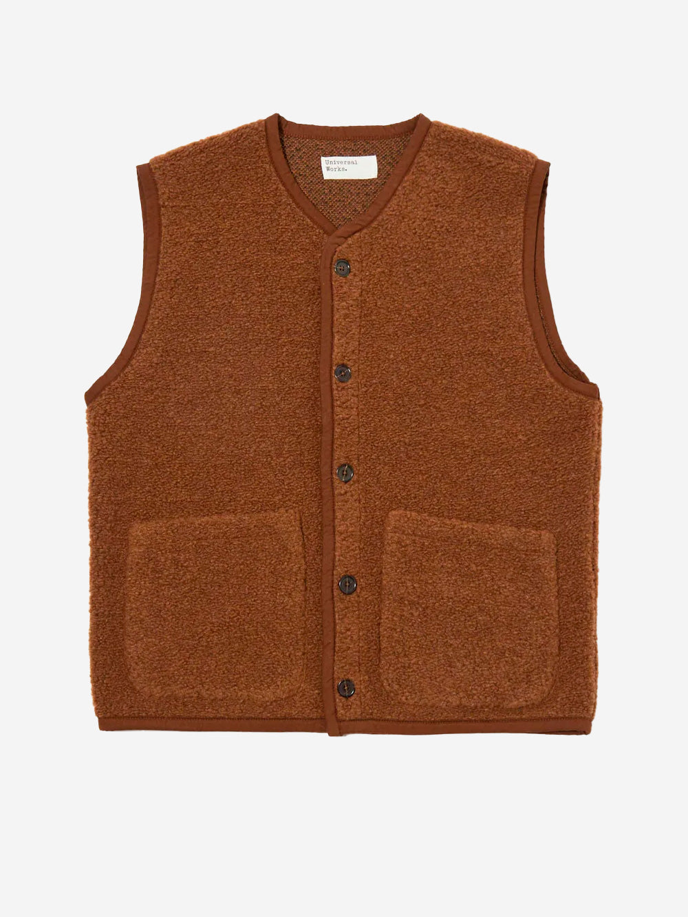 UNIVERSAL WORKS Gilet cumino in pile Lancaster Senape Urbanstaroma