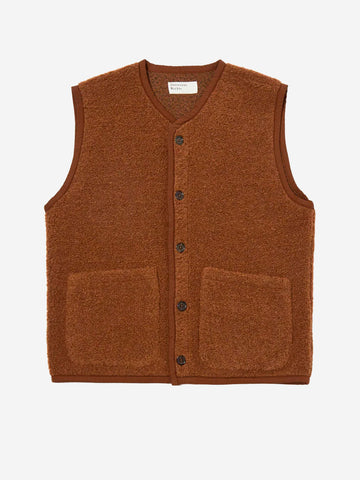 UNIVERSAL WORKS Gilet cumino in pile Lancaster Senape