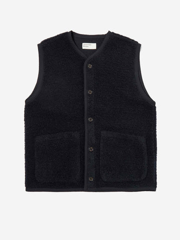 UNIVERSAL WORKS Gilet blu navy in pile Lancaster Blu scuro
