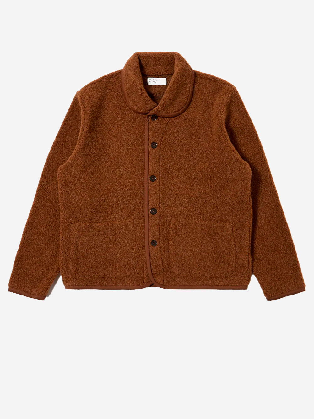 UNIVERSAL WORKS Giacca in pile Lancaster marrone cumino con collo a scialle Cammello Urbanstaroma