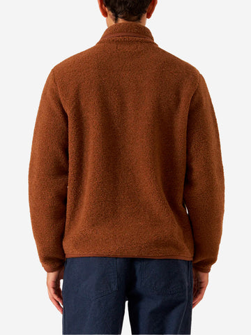 UNIVERSAL WORKS Giacca in pile Lancaster marrone cumino con collo a scialle Cammello