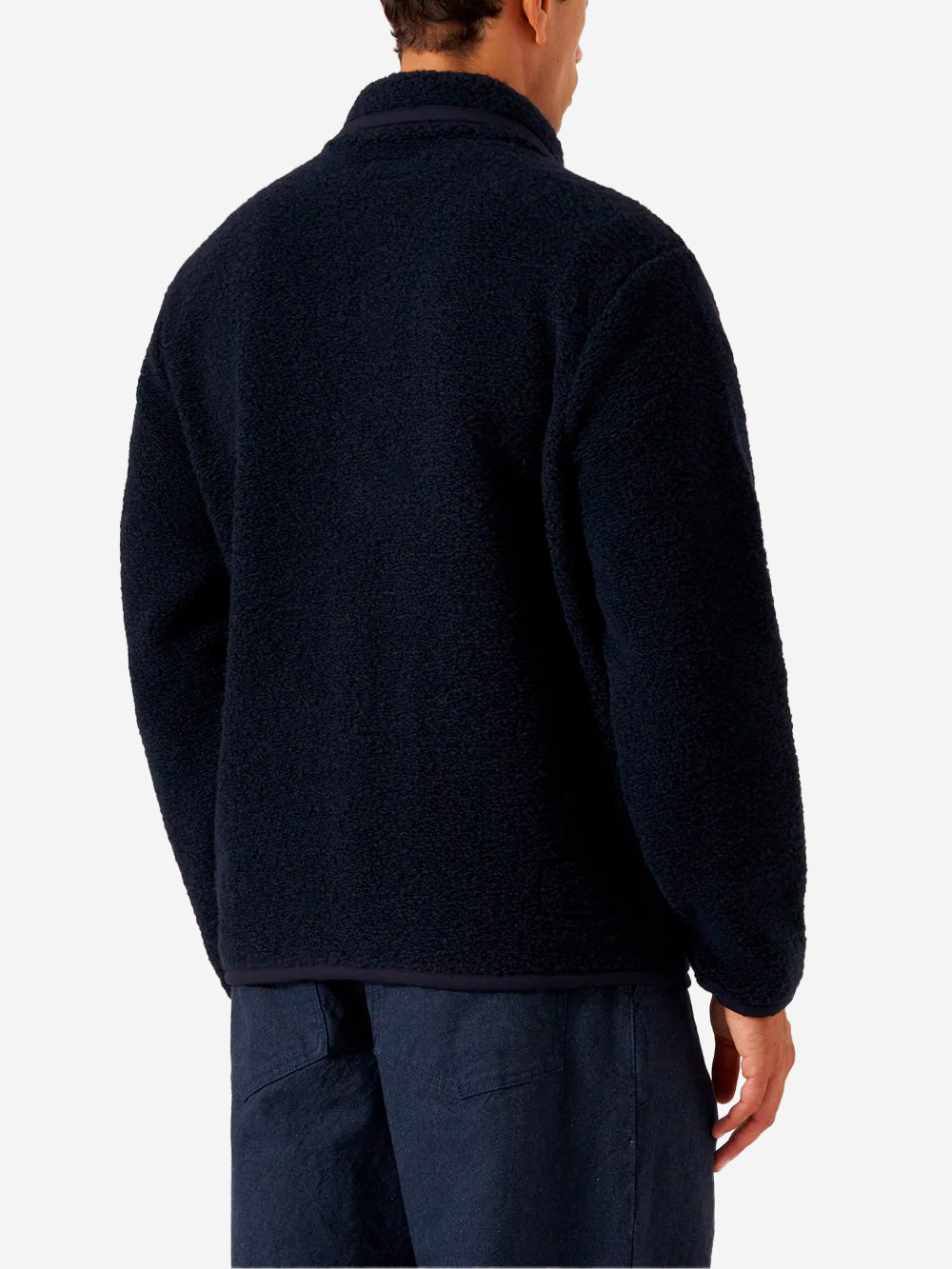 UNIVERSAL WORKS Giacca in pile Lancaster blu navy con collo a scialle Blu scuro Urbanstaroma