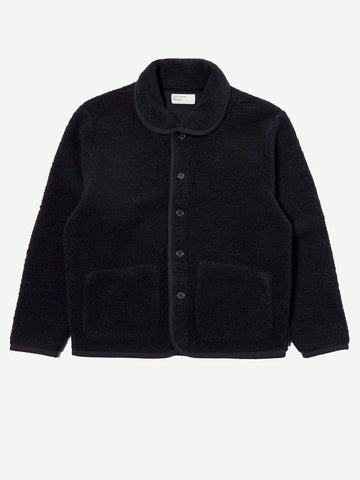 UNIVERSAL WORKS Giacca in pile Lancaster blu navy con collo a scialle Blu scuro