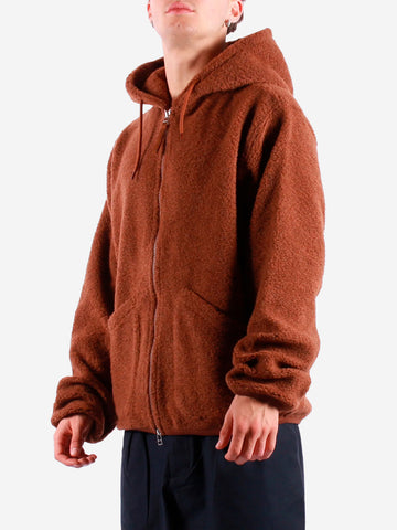 UNIVERSAL WORKS Felpa con cappuccio in pile di lana Cammello