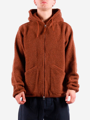 UNIVERSAL WORKS Felpa con cappuccio in pile di lana Cammello