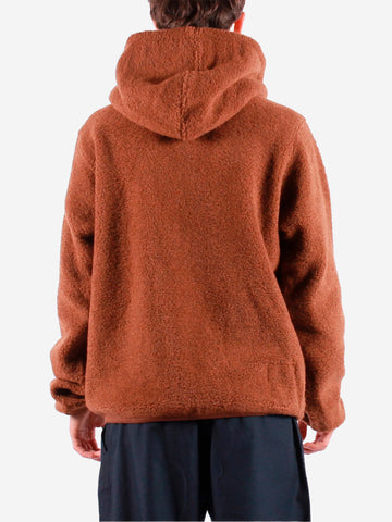 UNIVERSAL WORKS Felpa con cappuccio in pile di lana Cammello