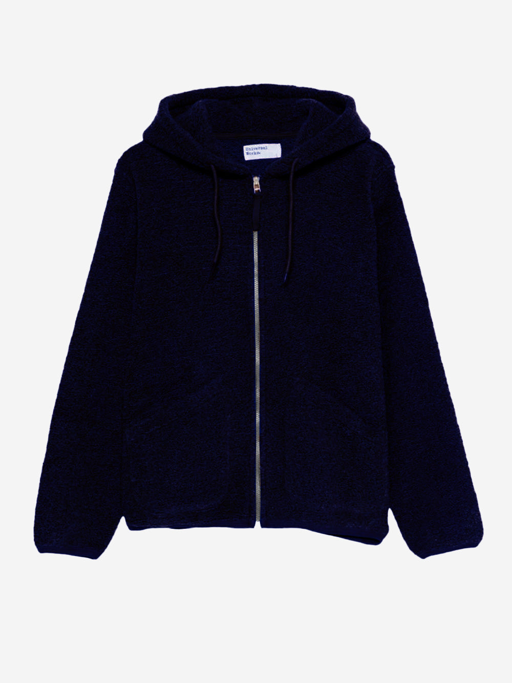UNIVERSAL WORKS Felpa con cappuccio blu in pile di lana Blu scuro Urbanstaroma