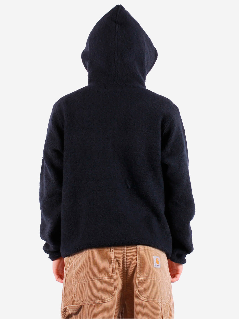 UNIVERSAL WORKS Felpa con cappuccio blu in pile di lana Blu scuro Urbanstaroma