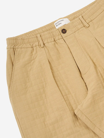 UNIVERSAL WORKS Pantaloni Oxford in cotone ripstop trapuntato Sabbia