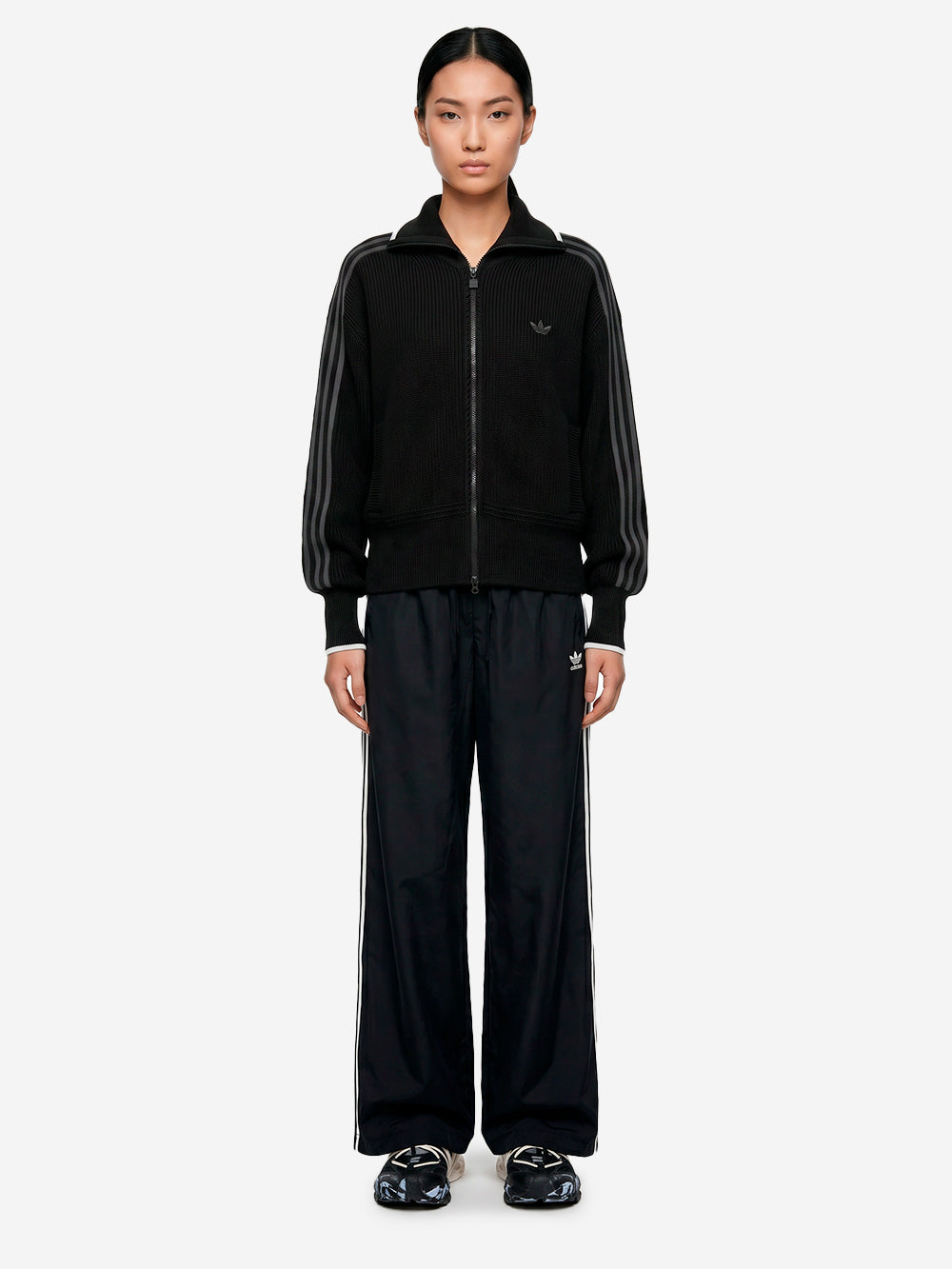 ADIDAS ORIGINALS Track top nero 'Firebird' in maglia spessa Nero grigio Urbanstaroma