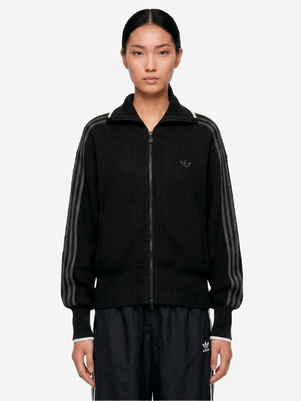 ADIDAS ORIGINALS Track top nero 'Firebird' in maglia spessa Nero grigio Urbanstaroma