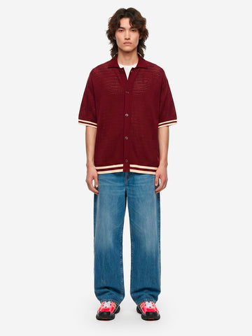 ADIDAS ORIGINALS Cardigan in maglia crochet bordeaux 'Munich' con bottoni Bordeaux