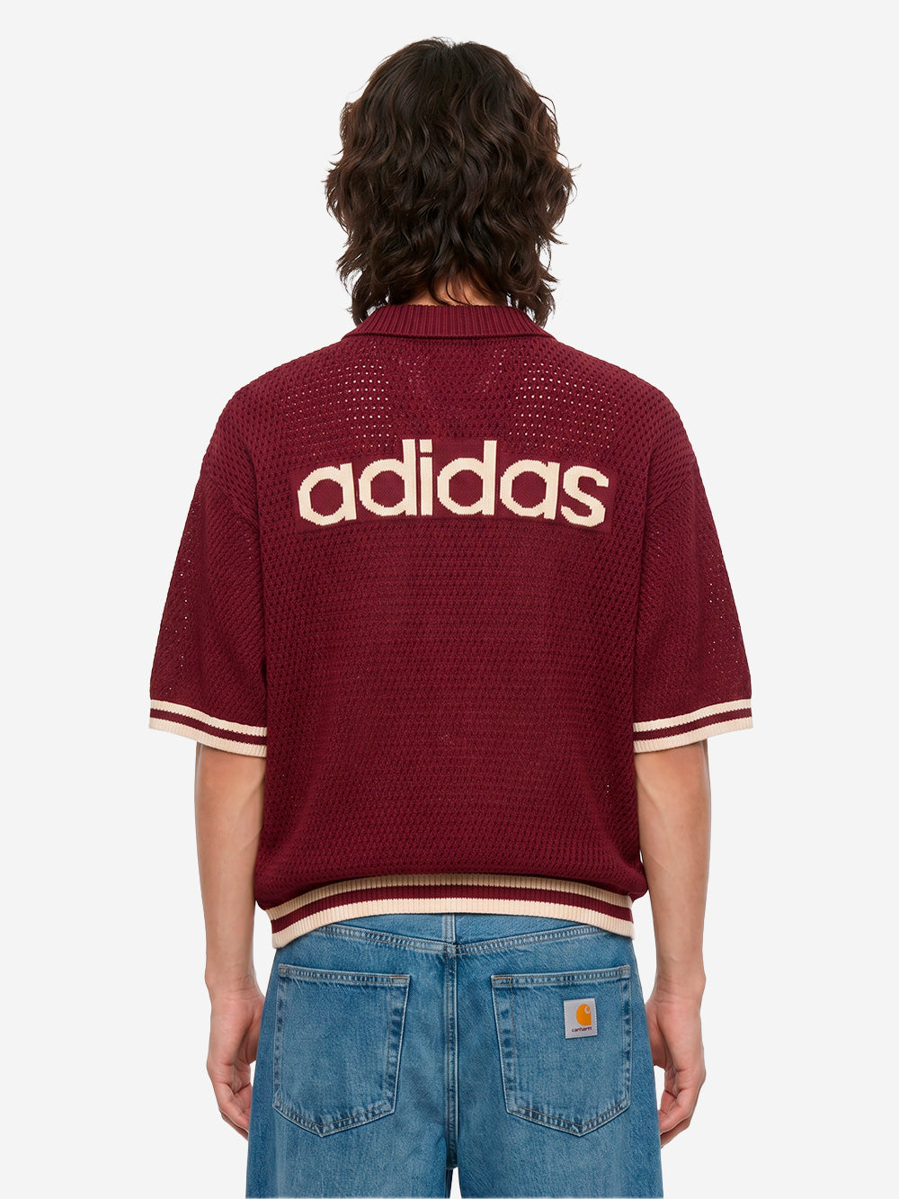 ADIDAS ORIGINALS Cardigan in maglia crochet bordeaux 'Munich' con bottoni Bordeaux Urbanstaroma