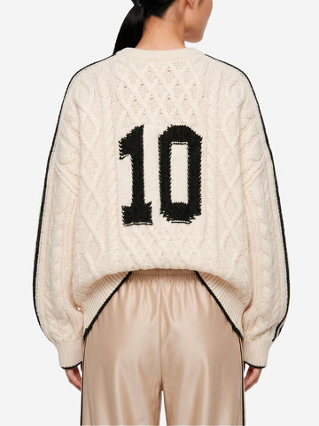 ADIDAS ORIGINALS Maglione a trecce bianco crema con ricami Bianco nero
