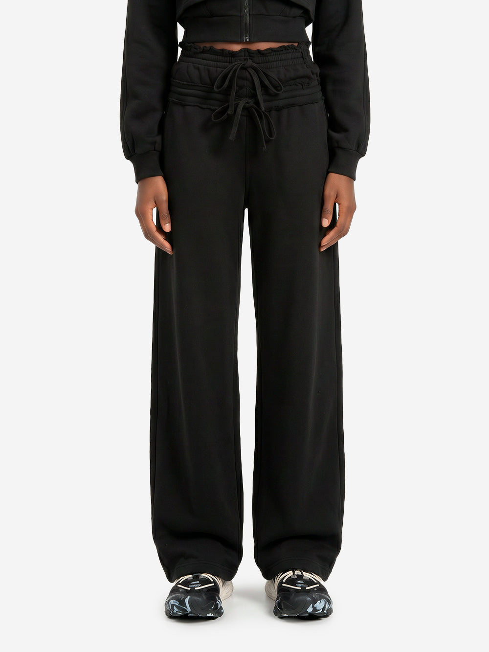 ADIDAS ORIGINALS Pantaloni neri in French Terry con doppio girovita Nero Urbanstaroma