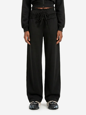 ADIDAS ORIGINALS Pantaloni neri in French Terry con doppio girovita Nero