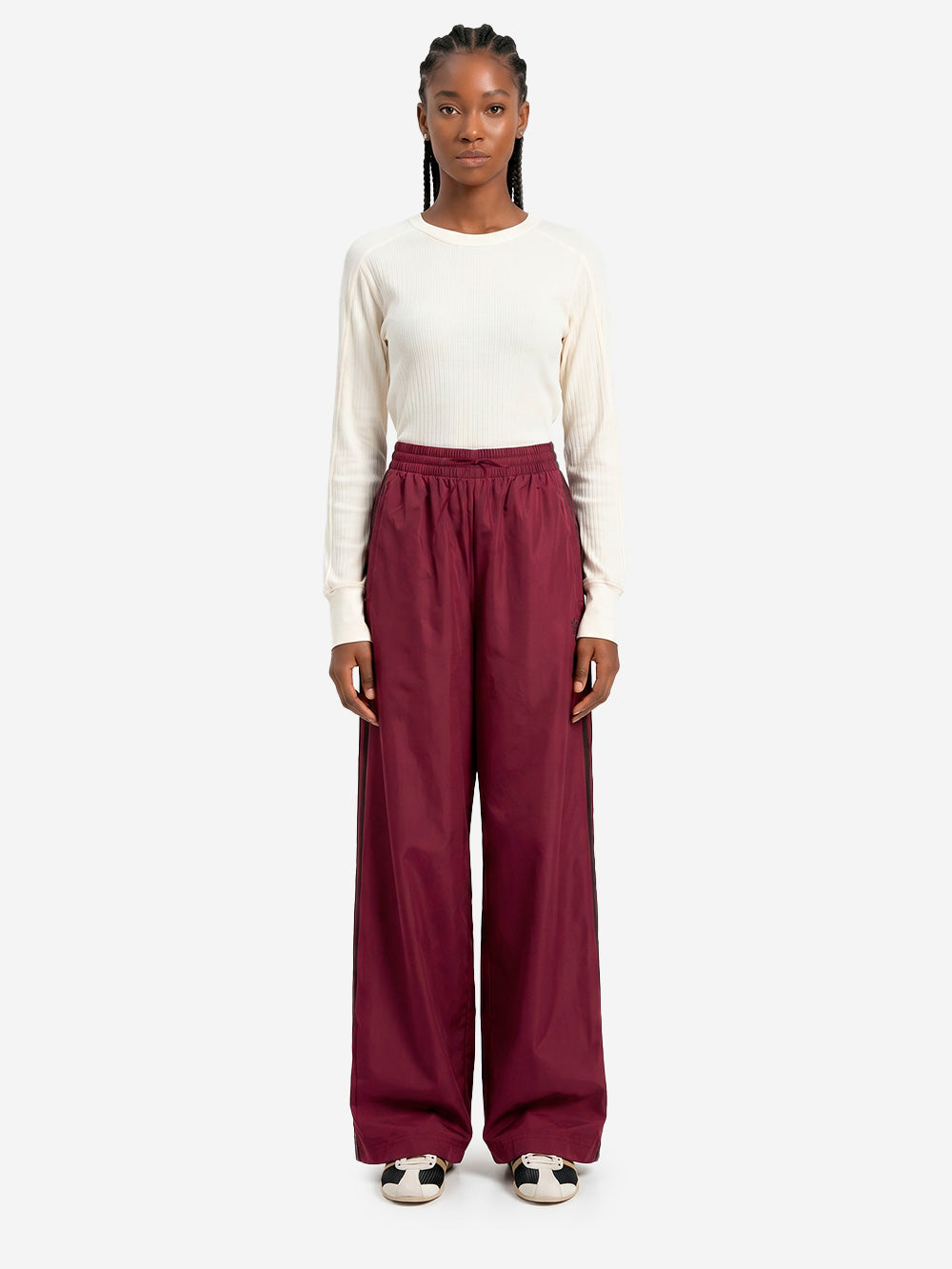 ADIDAS ORIGINALS Pantaloni track bordeaux Firebird con stripes nere Bordeaux Urbanstaroma