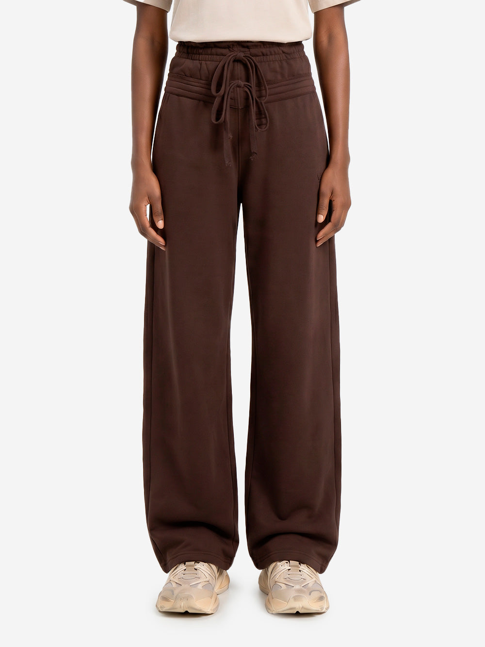 ADIDAS ORIGINALS Pantaloni marroni in French Terry con doppio girovita Marrone Urbanstaroma