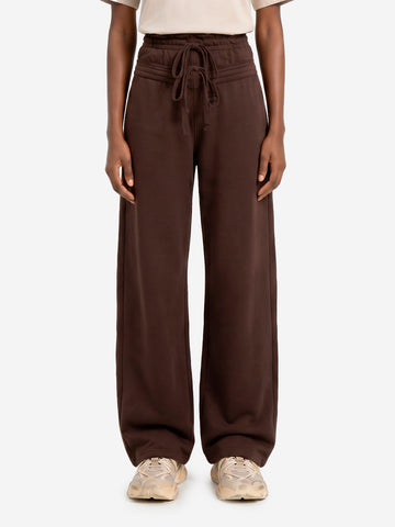 ADIDAS ORIGINALS Pantaloni marroni in French Terry con doppio girovita Marrone