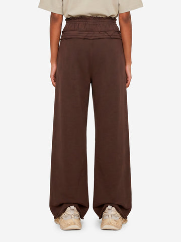 ADIDAS ORIGINALS Pantaloni marroni in French Terry con doppio girovita Marrone