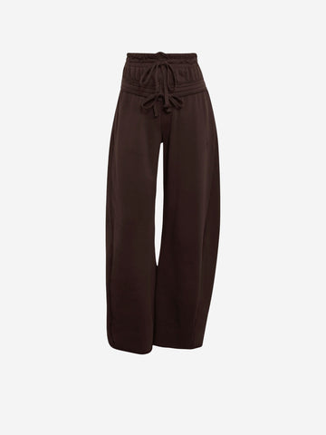 ADIDAS ORIGINALS Pantaloni marroni in French Terry con doppio girovita Marrone