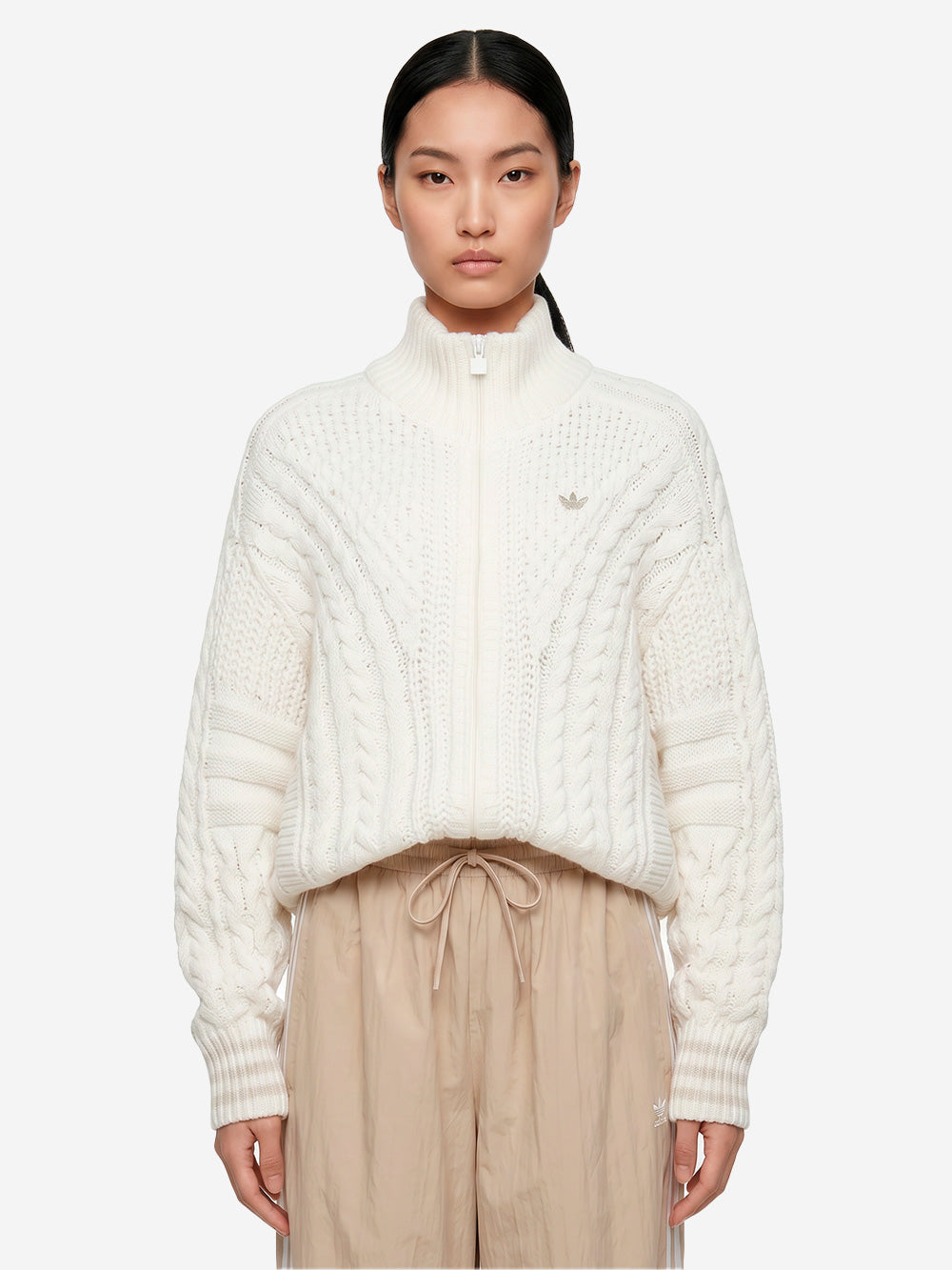 ADIDAS ORIGINALS Giacca Firebird bianca in maglia intrecciata Bianco Urbanstaroma