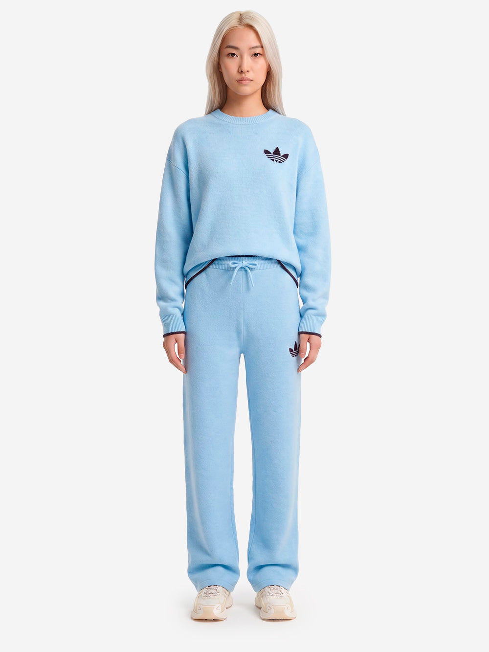 ADIDAS ORIGINALS Pantaloni ESS Knit celesti con bordature a contrasto Celeste Urbanstaroma