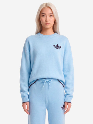 ADIDAS ORIGINALS Maglione girocollo azzurro ESS Knit Tipping Celeste