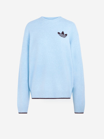 ADIDAS ORIGINALS Maglione girocollo azzurro ESS Knit Tipping Celeste