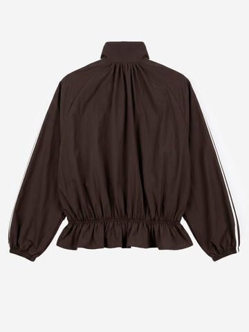 ADIDAS ORIGINALS Giacca oversize Blousy marrone con balze sull'orlo Marrone scuro
