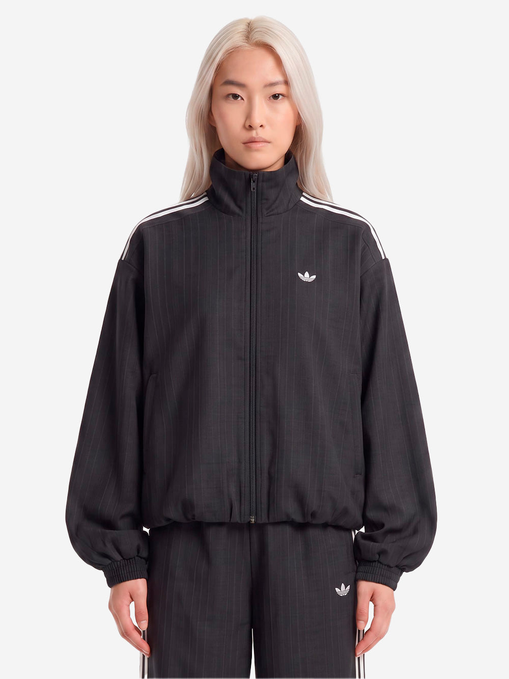 ADIDAS ORIGINALS Giacca a quadri oversize Blousy con balze sull'orlo Nero Urbanstaroma
