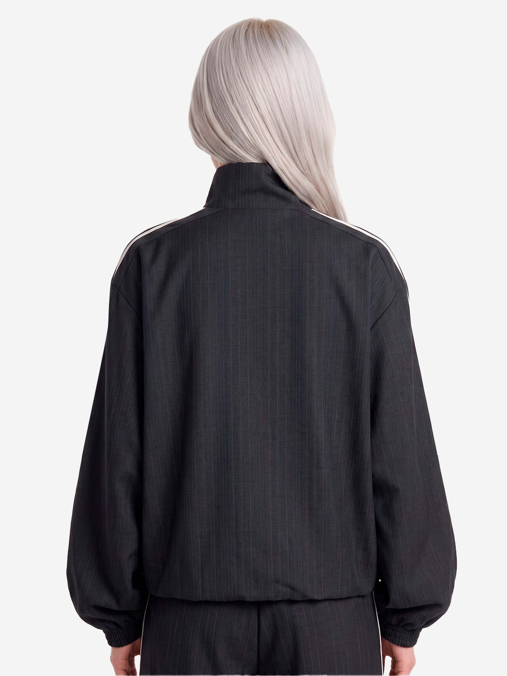 ADIDAS ORIGINALS Giacca a quadri oversize Blousy con balze sull'orlo Nero Urbanstaroma