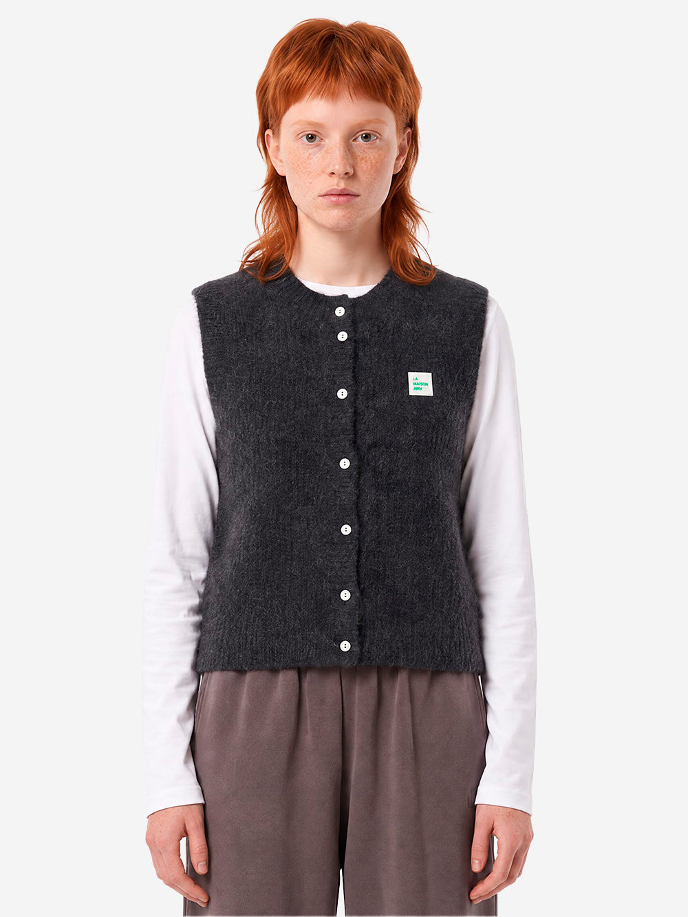 AMERICAN VINTAGE Gilet antracite in misto alpaca Grigio antracite Urbanstaroma