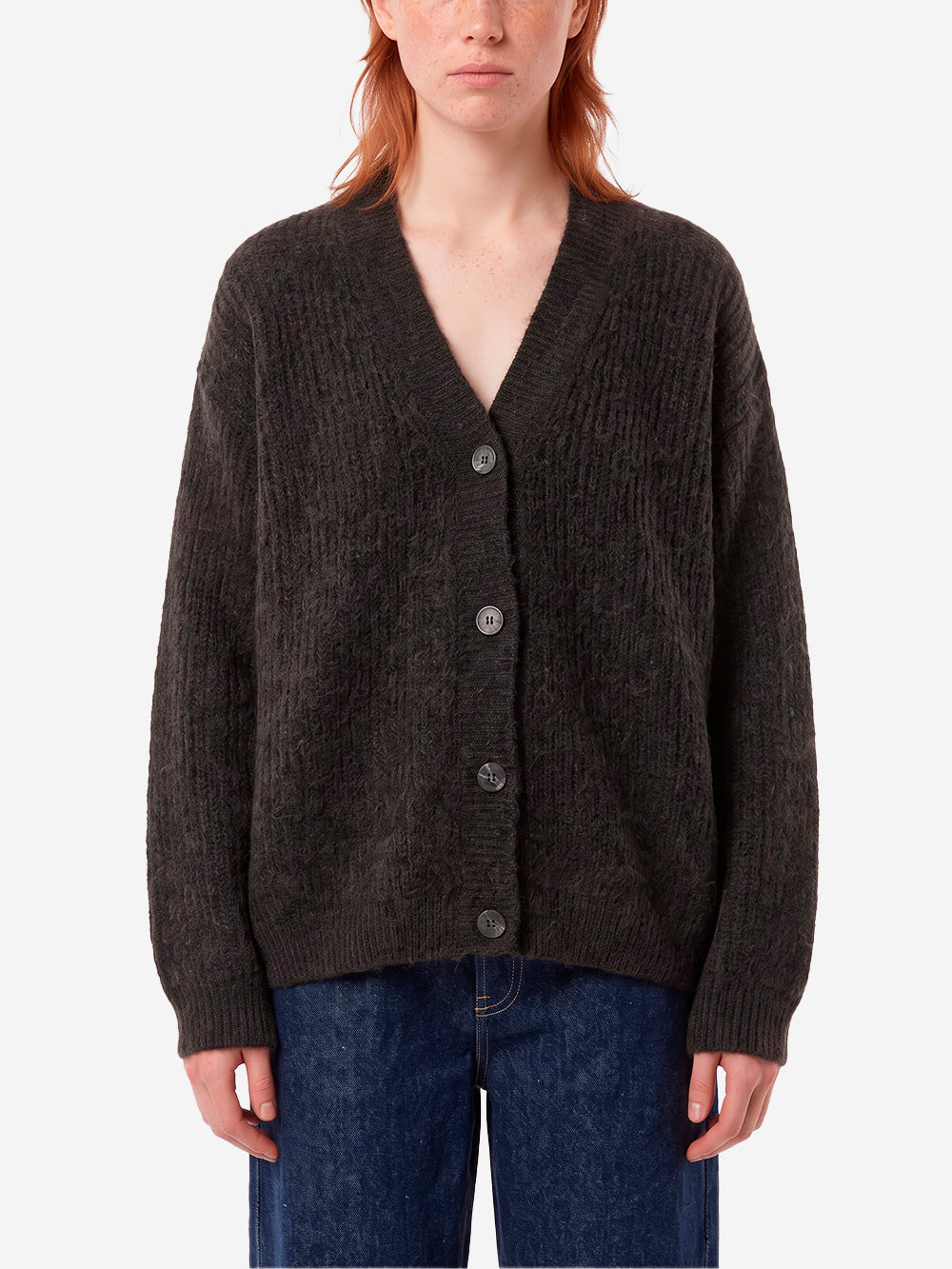 AMERICAN VINTAGE Cardigan in misto alpaca antracite con scollo a V grigio Urbanstaroma
