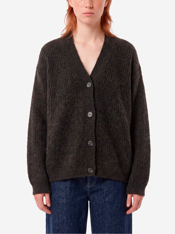 AMERICAN VINTAGE Cardigan in misto alpaca antracite con scollo a V grigio