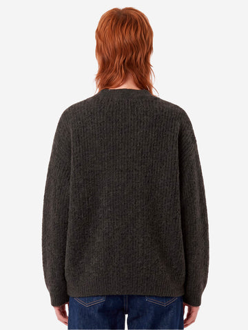 AMERICAN VINTAGE Cardigan in misto alpaca antracite con scollo a V grigio