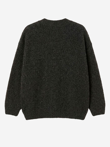 AMERICAN VINTAGE Cardigan in misto alpaca antracite con scollo a V grigio